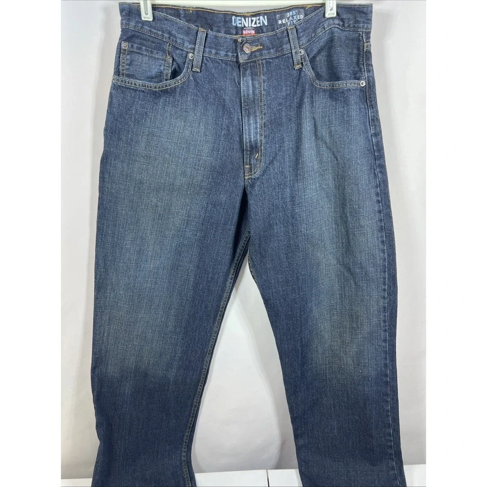 Levi's Denizen 285 Relaxed Fit 100% Cotton Blue Denim Jeans Straight Leg Size 38